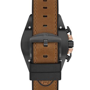 Wainer Erkek Kol Saati Kahverengi Deri Kordon Siyah Kadran 44MM Safir Cam 10 ATM Küçük Saniye