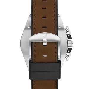 Wainer Erkek Kol Saati Kahverengi Deri Kordon Kahverengi Kadran 44MM Safir Cam 10 ATM Küçük Saniye Gümüş Kasa