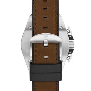 Wainer Erkek Kol Saati Kahverengi Deri Kordon Kahverengi Kadran 44MM Safir Cam 10 ATM Küçük Saniye Gümüş Kasa