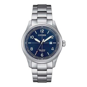 Citizen Erkek Kol Saati Titanyum Gümüş Kordon Mavi Kadran 32MM Safir Cam 10 ATM Eco-Drive