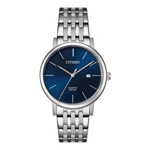 Citizen Erkek Kol Saati Gümüş Paslanmaz Çelik Kordon Mavi Kadran 40.5MM Mineral Kristal Cam 5 ATM