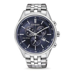 Citizen Erkek Kol Saati Gümüş Paslanmaz Çelik Kordon Mavi Kadran 42MM Safir Cam 10 ATM