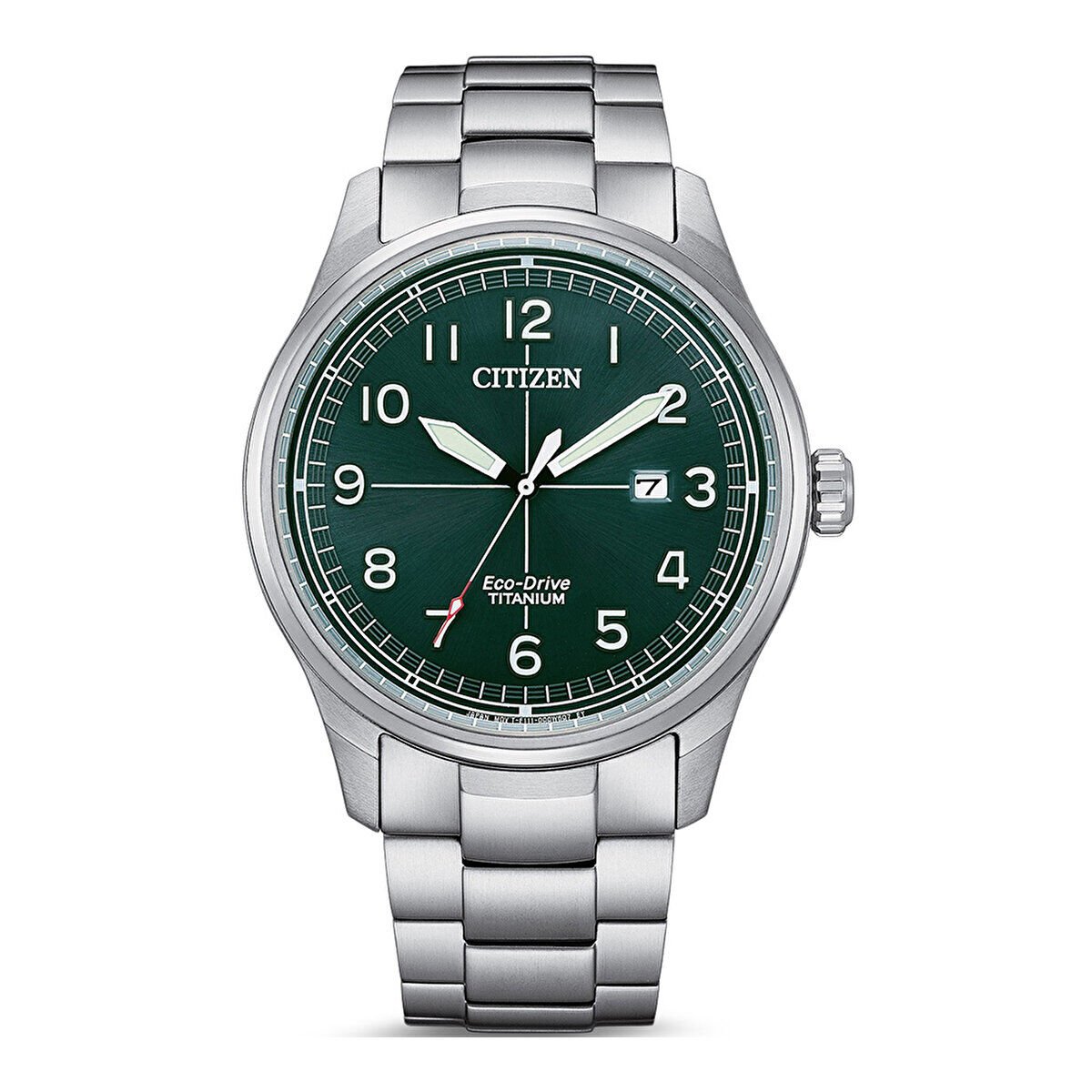Citizen Erkek Kol Saati Titanyum Gümüş Kordon Yeşil Kadran 42MM Safir Cam 10 ATM