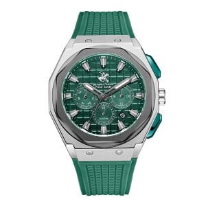 Beverly Hills Polo Club Erkek Kol Saati Koyu Yeşil Silikon Kordon Koyu Yeşil Kadran 45MM Seramik Cam 10 ATM