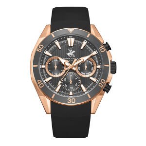 Beverly Hills Polo Club Erkek Kol Saati Siyah Silikon Kordon Gri Kadran Rose Gold Kasa 42.5MM Seramik Cam 10 ATM