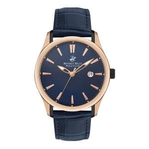 Beverly Hills Polo Club Erkek Kol Saati Lacivert Deri Kordon Lacivert Kadran Rose Gold Kasa 45MM Seramik Cam 10 ATM