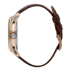 Beverly Hills Polo Club Erkek Kol Saati Kahverengi Deri Kordon Silver Kadran Rose Gold Kasa 45MM Safir Kaplama Seramik Cam 10 ATM Takvimli