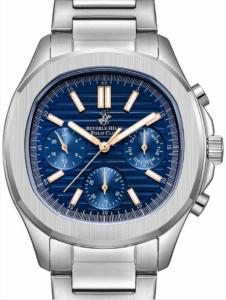 Beverly Hills Polo Club Erkek Kol Saati Lacivert Rose Gold Kadran Metal Kordon 42MM Seramik Cam 10 ATM Silver Kasa