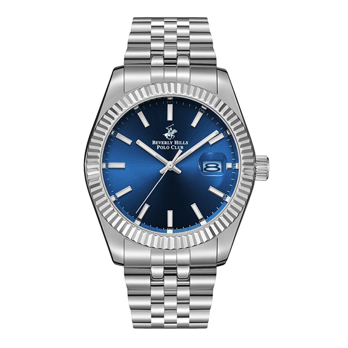 Beverly Hills Polo Club Erkek Kol Saati Lacivert Kadran Metal Kordon 41MM Seramik Cam 10 ATM Silver-Gümüş Kasa