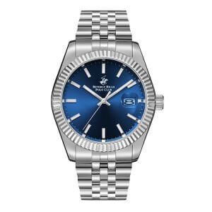 Beverly Hills Polo Club Erkek Kol Saati Lacivert Kadran Metal Kordon 41MM Seramik Cam 10 ATM Silver-Gümüş Kasa