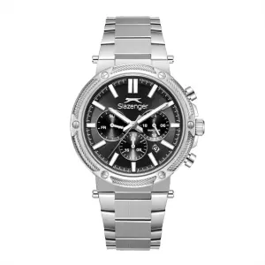 Slazenger Erkek Kol Saati Gümüş Çelik Kordon Gri Kadran 43MM Mineral Cam 10 ATM Su Geçirmez Paslanmaz Çelik Kasa
