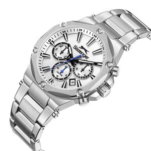 Slazenger Erkek Kol Saati Gümüş Kasa Beyaz Kadran 42MM Mineral Cam 10 ATM Su Geçirmez Paslanmaz Çelik
