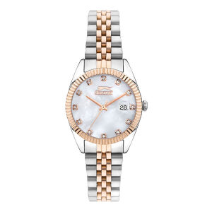 Kadın Kol Saati Rose Gold Gümüş Renk Paslanmaz Çelik Metal Kordon Beyaz Kadran Quartz Mekanizma Mineral Cam 3 ATM Su Geçirmez