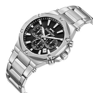 Slazenger Erkek Kol Saati Gümüş Kasa Siyah Kadran 42MM Mineral Cam 10 ATM Su Geçirmez Paslanmaz Çelik