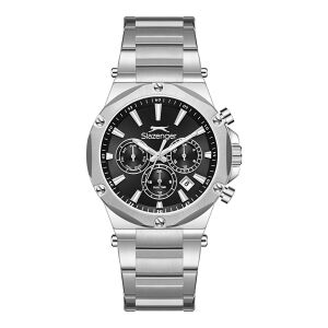 Slazenger Erkek Kol Saati Gümüş Kasa Siyah Kadran 42MM Mineral Cam 10 ATM Su Geçirmez Paslanmaz Çelik
