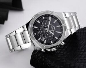 Slazenger Erkek Kol Saati Gümüş Kasa Siyah Kadran 42MM Mineral Cam 10 ATM Su Geçirmez Paslanmaz Çelik