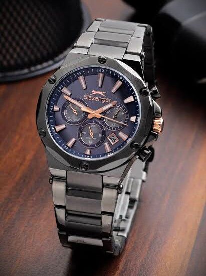 Slazenger Erkek Kol Saati Füme Kasa Lacivert Rose Gold Detaylı Kadran 42MM Mineral Cam 10 ATM Su Geçirmez Paslanmaz Çelik