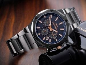 Slazenger Erkek Kol Saati Füme Kasa Lacivert Rose Gold Detaylı Kadran 42MM Mineral Cam 10 ATM Su Geçirmez Paslanmaz Çelik