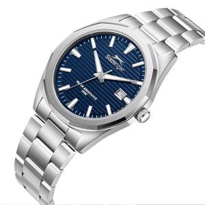 Slazenger Erkek Kol Saati Gümüş Çelik Kordon Beyaz Detaylı Lacivert Kadran 40MM 10 ATM Su Geçirmez Paslanmaz Çelik
