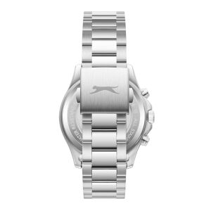 Slazenger Erkek Kol Saati Gümüş Metal Kordon Beyaz Detaylı Siyah Kadran 42MM Mineral Cam 10 ATM Su Geçirmez Paslanmaz Çelik