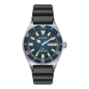 Citizen Erkek Kol Saati Siyah Silikon Kordon Otomatik Mekanizma Lacivert Kadran 40MM Mineral Cam 20 ATM