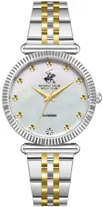 Beverly Hills Polo Club Kadın Kol Saati 32 MM Sedef Kadran Altın Gümüş Kordon 5 ATM Seramik Cam