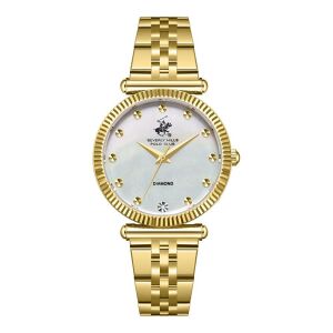 Beverly Hills Polo Club KADIN KOL SAATİ ALTIN-GÜMÜŞ KORDON Sedef  KADRAN 32MM 5 ATM Seramik  CAM TİP