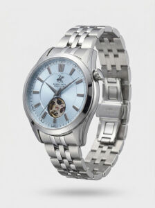 Beverly Hills Polo Club Erkek Kol Saati 42 MM Mavi Kadran Gümüş Kordon Otomatik Mekanizma 10 ATM Seramik Cam